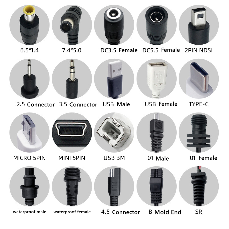 OEM DC Power Supply Cables with Standard Connectors (2.0-7.5mm) | Bulk Order Available