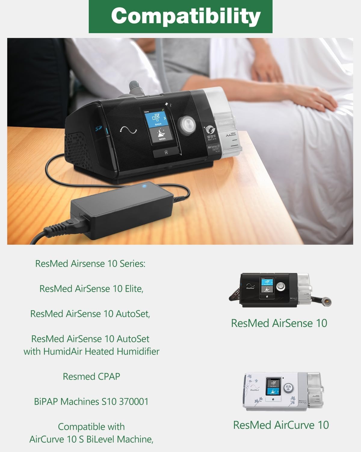 DC 24V3.75A 90W CPAP Power Supply Cord & Heating Tube Compatible With ResMed Airsense 10